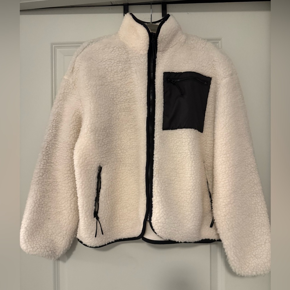 Zara White Sherpa Fleece Jacket